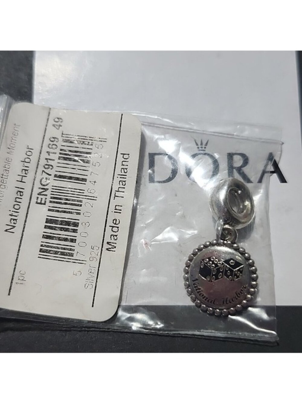Pandora Sterling Silver National Harbor Dice Dangle Charm BaltimoreENG791169_49 - Picture 3 of 4